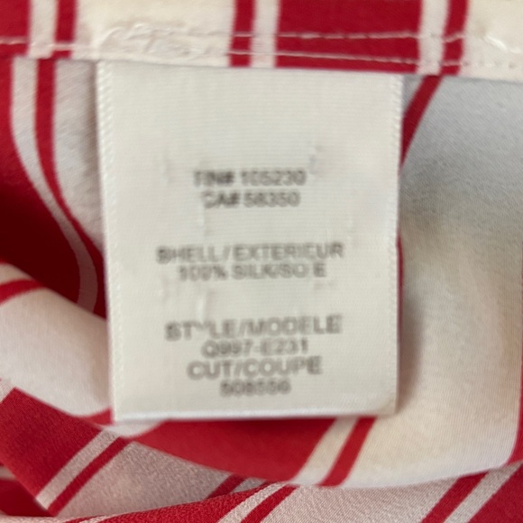 Equipment Red and White Striped Blouse Silk Medium - Picture 6 of 6